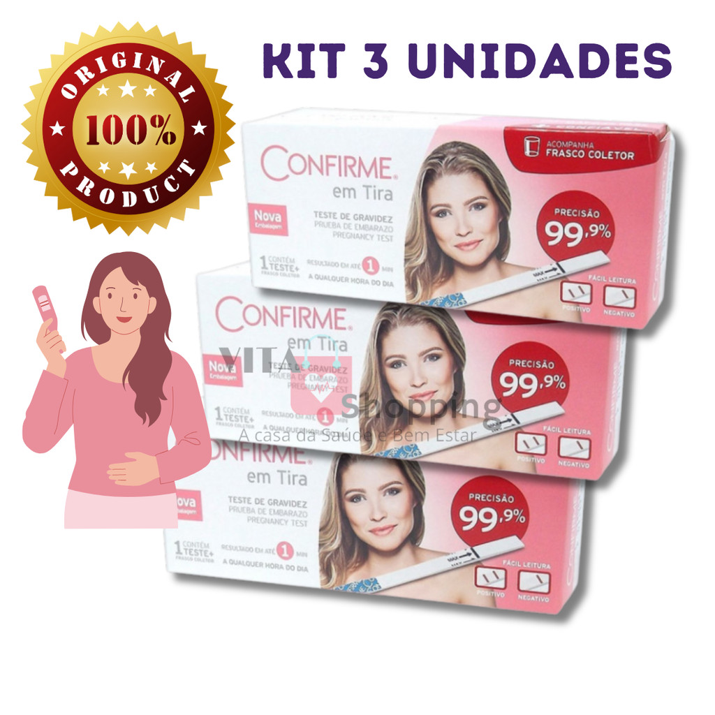 KIT 3 Testes Rápidos de Gravidez CONFIRME – 99,9% garantido