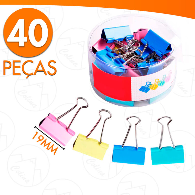 Kit 40 Clipes Grampos Prendedores De Papel Binder 
