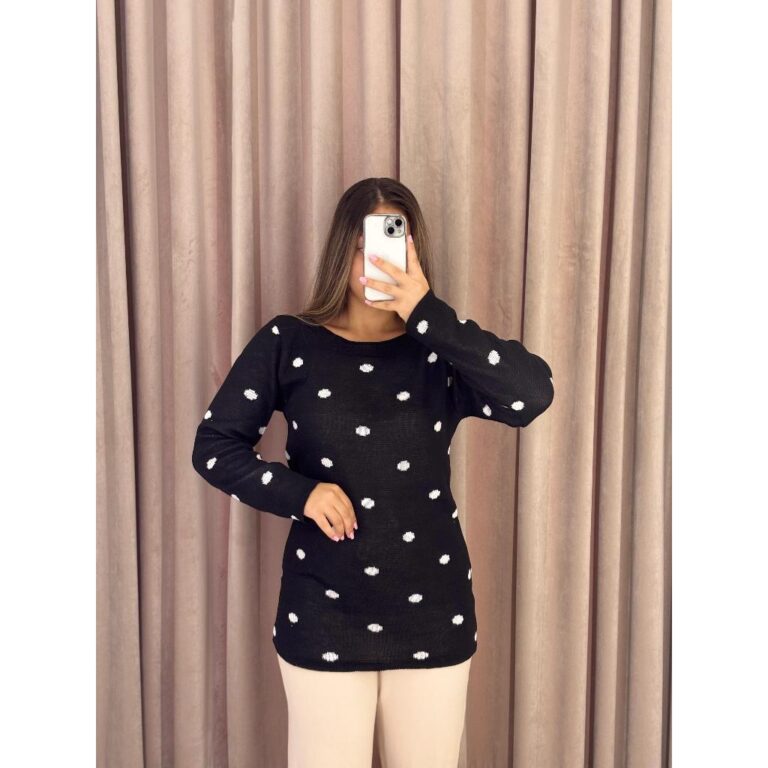 Blusa de frio Suéter Moletom Tricot Bolinha Borda