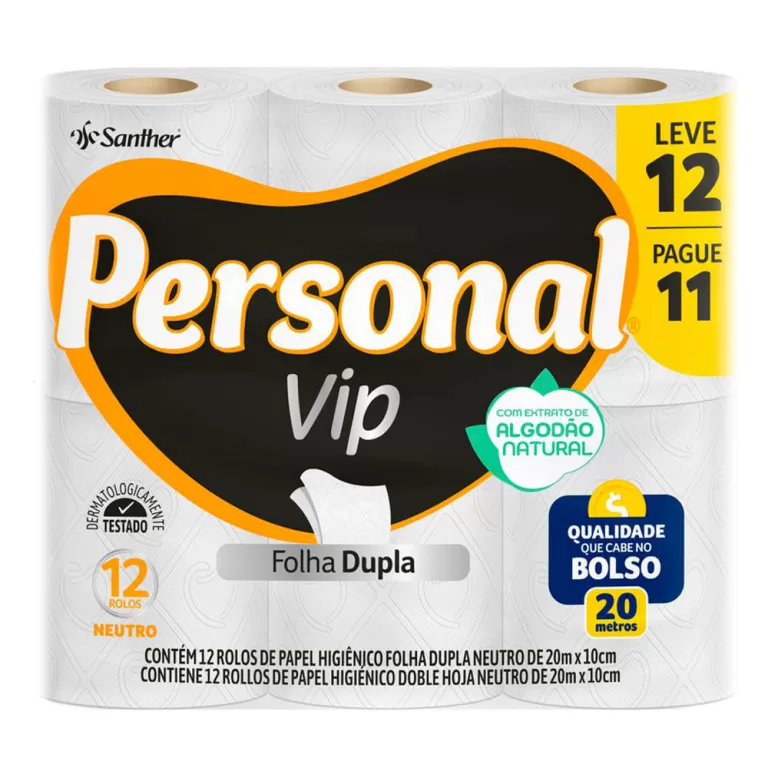 Papel Higiênico Personal Vip Folha Dupla com 12 R