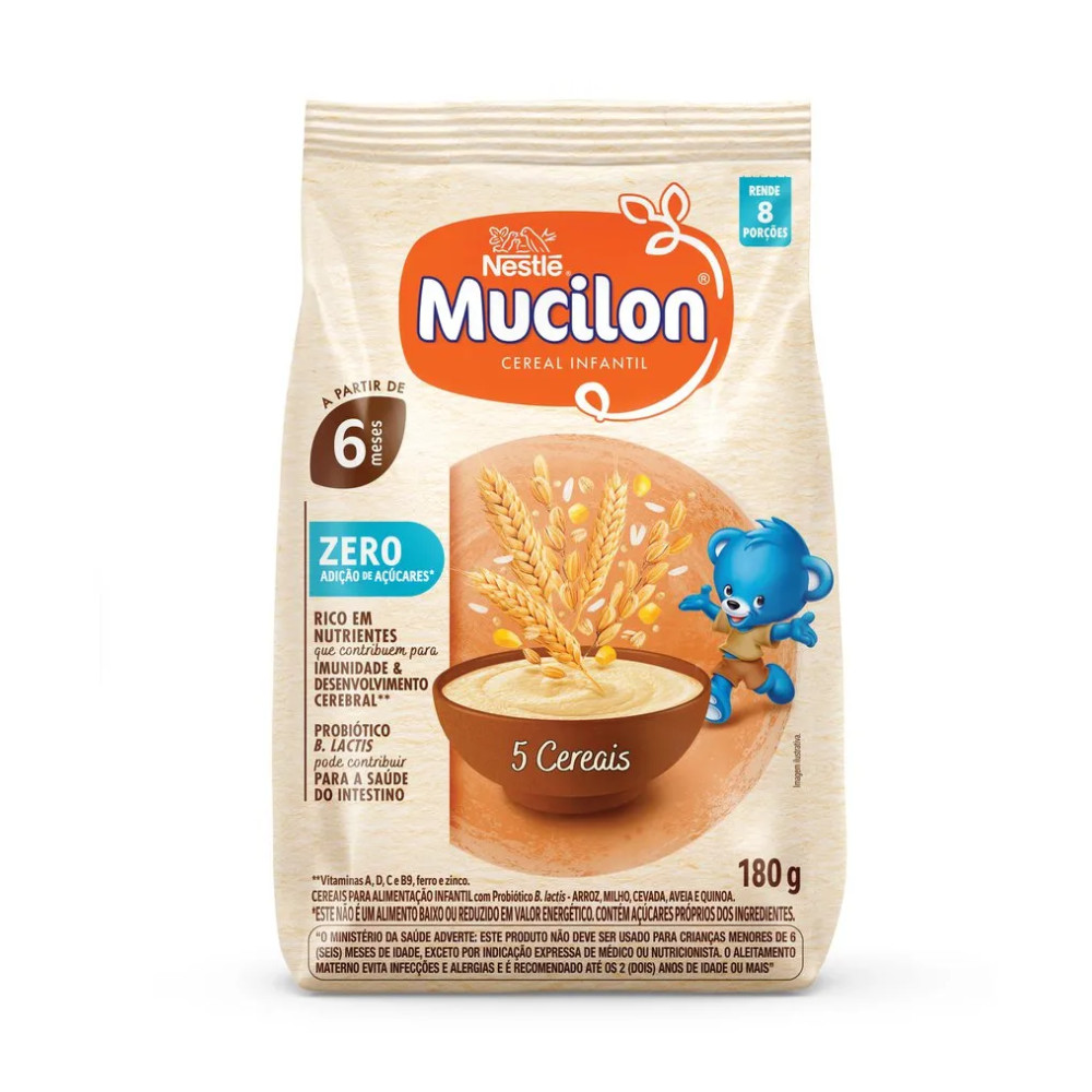 Cereal Infantil Mucilon 5 Cereais Zero Açúcares – 180g
