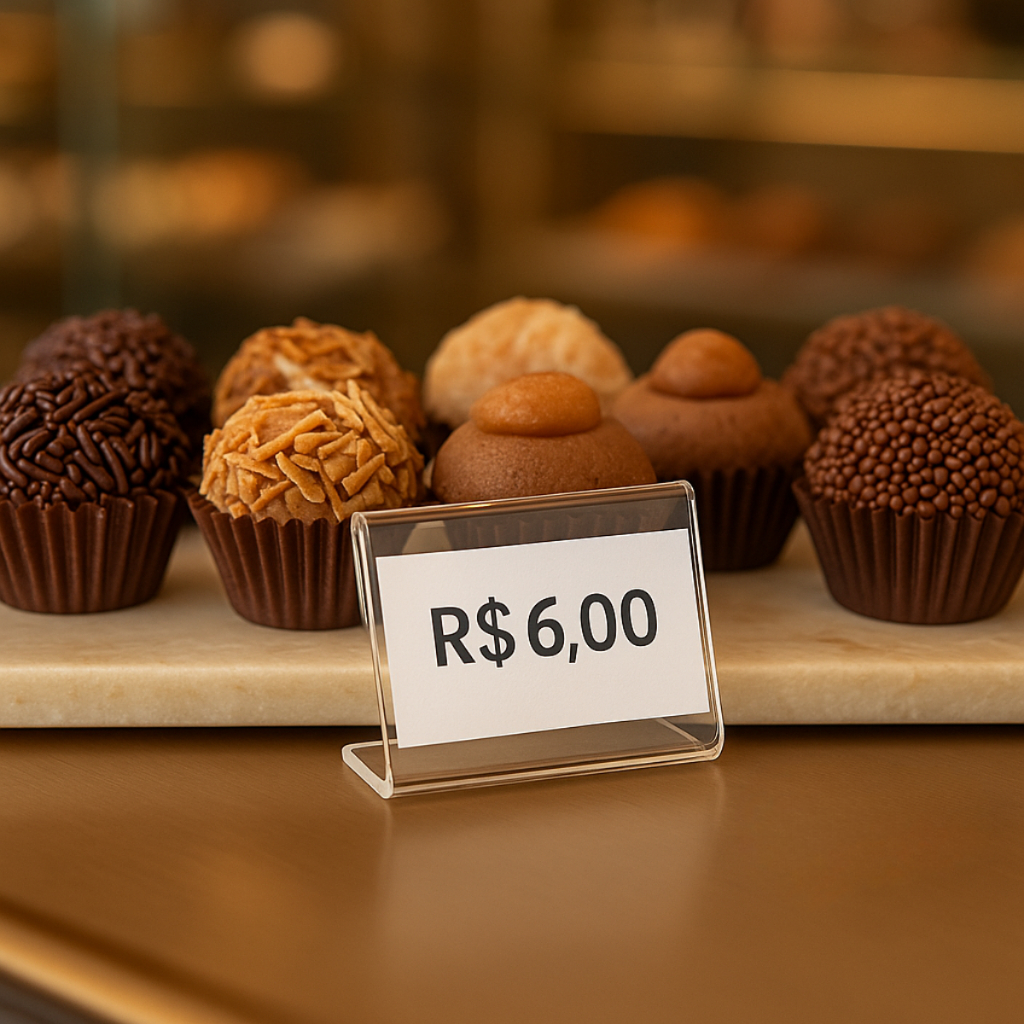 Kit Displays Acrílicos 5x3cm Porta Preço para Buffet Vitrine Etiqueta