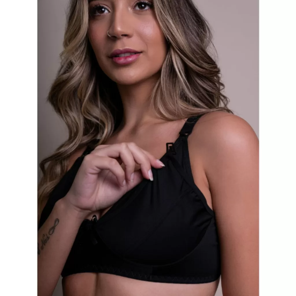 Kit com 3 lingerie para amamentação para maternidade cores variadas