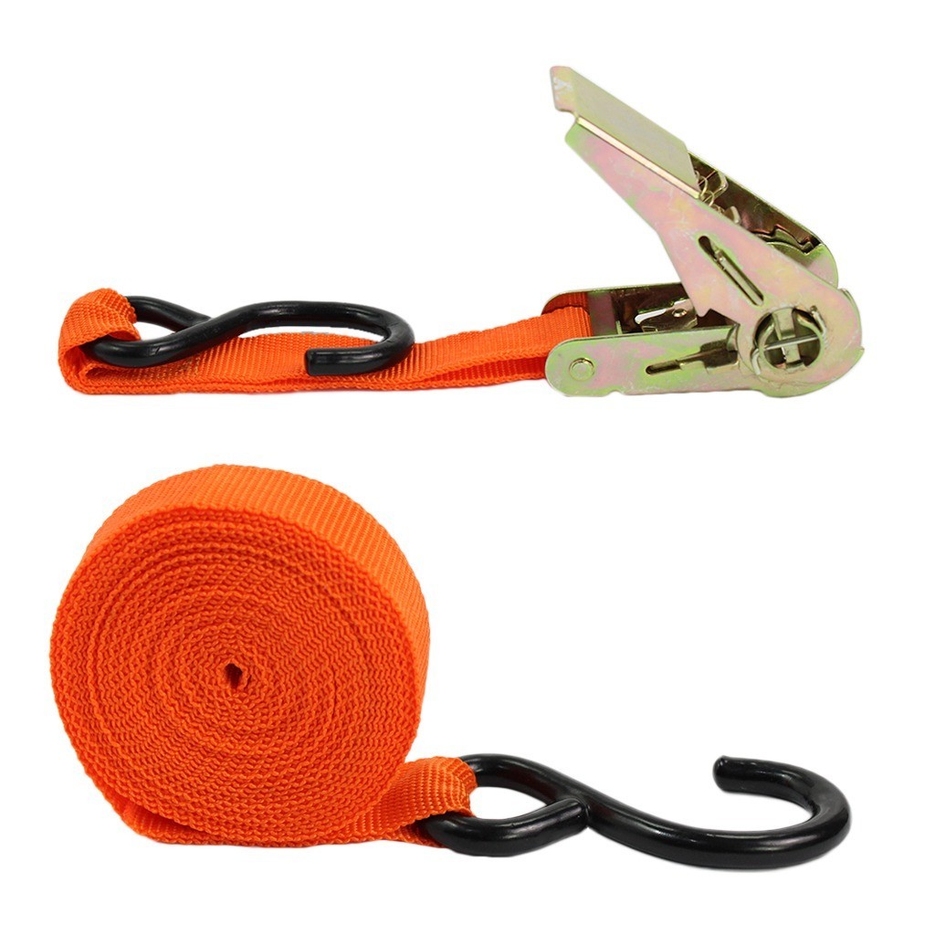 Cinta de Amarrar Carga Com Catraca Gancho Fita 2,5cm Suporta 120Kg 4,5 Metros