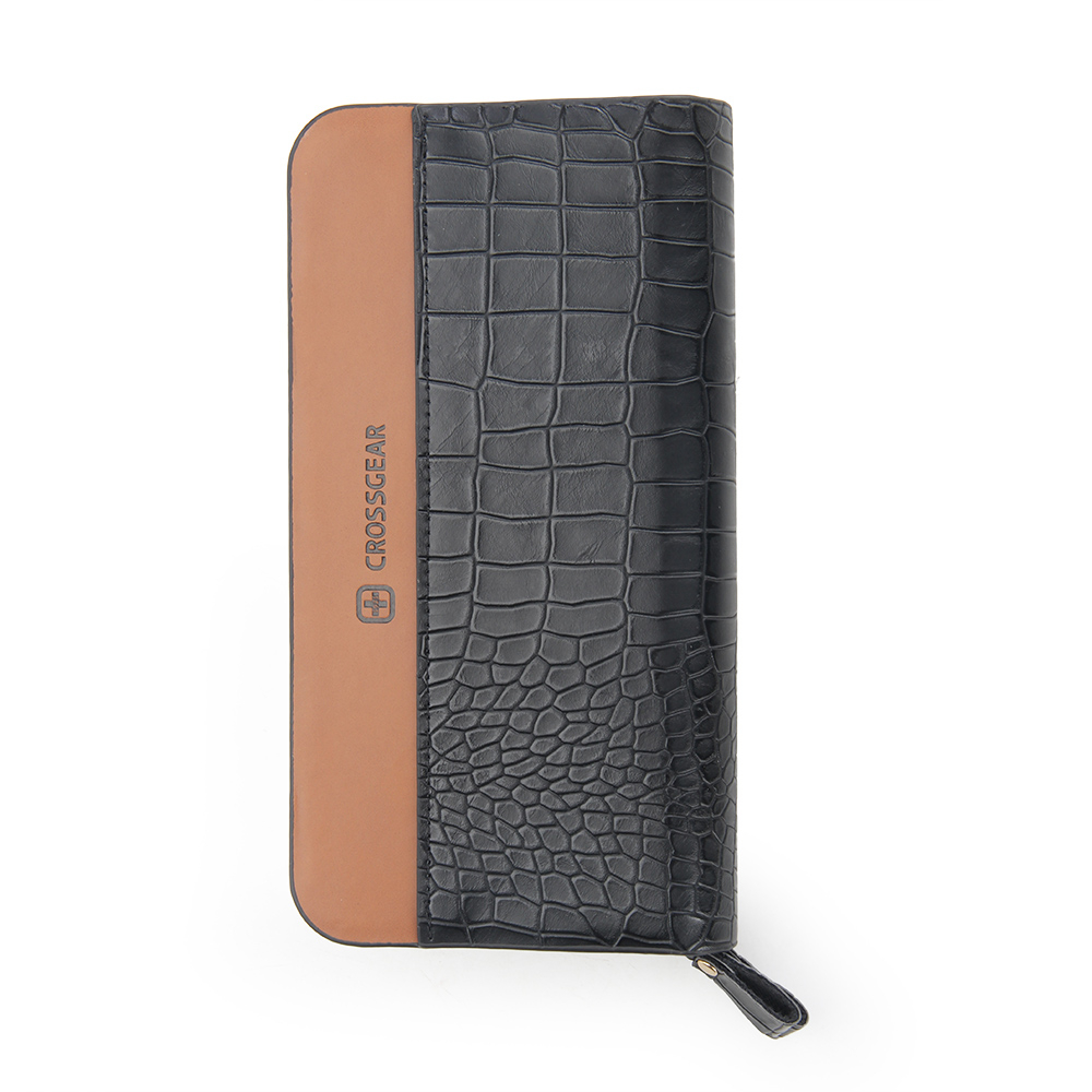 Carteira Feminina Pasta Preta Porta Cartões Zíper Crosswave