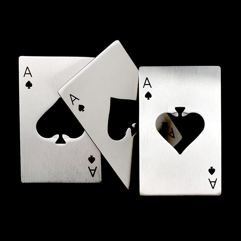 Kit 20 Abridor de Garrafa Formato Carta De Baralho As De Espadas Aco Inox