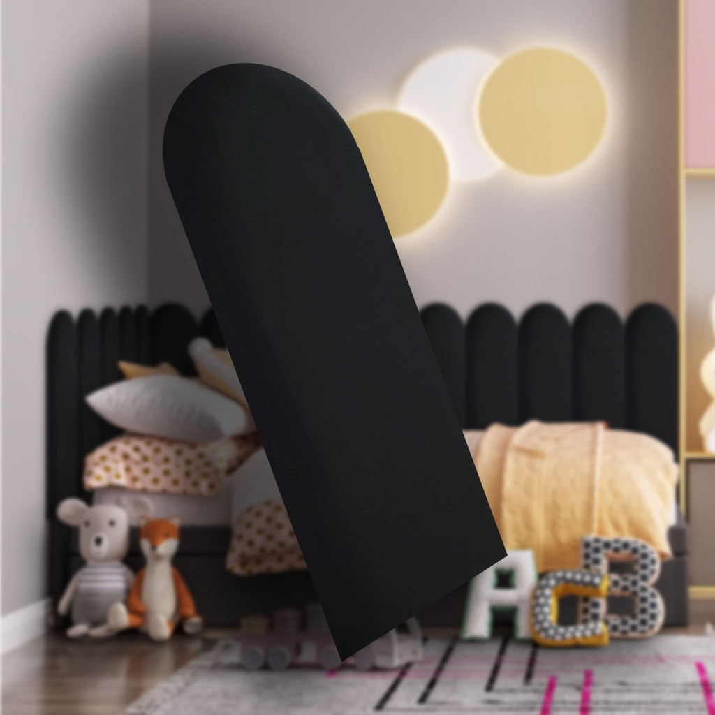 Cabeceira Nuvem Estofada Suede Para Cama Box Preta – Módulo 20×40