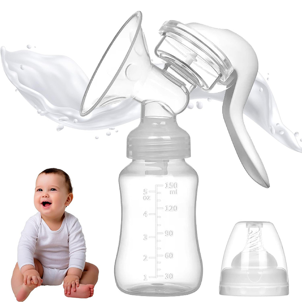 Bomba de Leite Materno Manual Compacta com Mamadeira para Amamentação