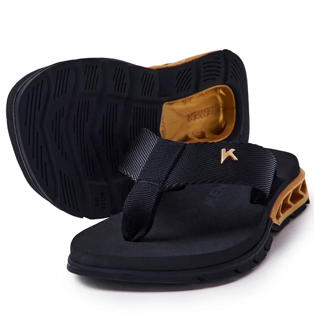 Chinelo Infantil Kenner Rakka Kids – Preto e Dourado