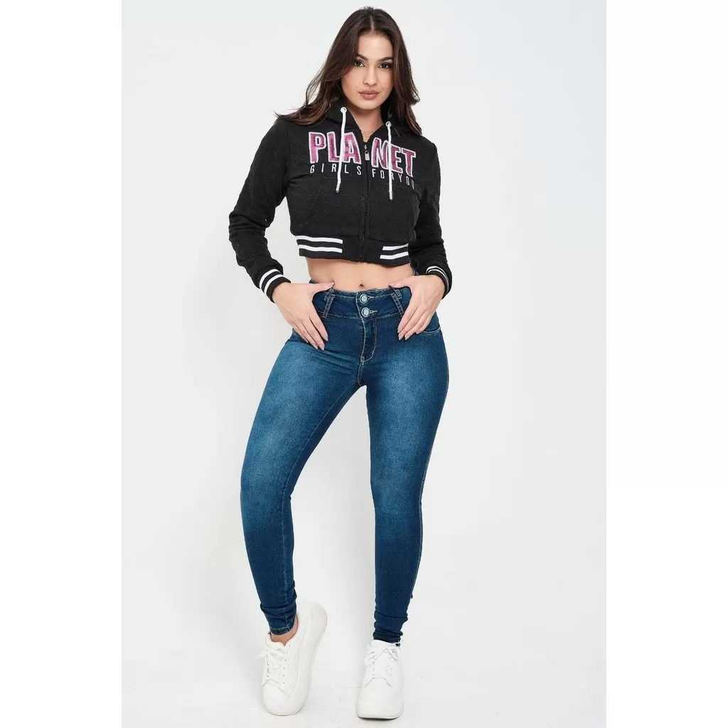 Calça Feminina Hydra Jeans Slim Eliane Planet Girls Azul Escuro
