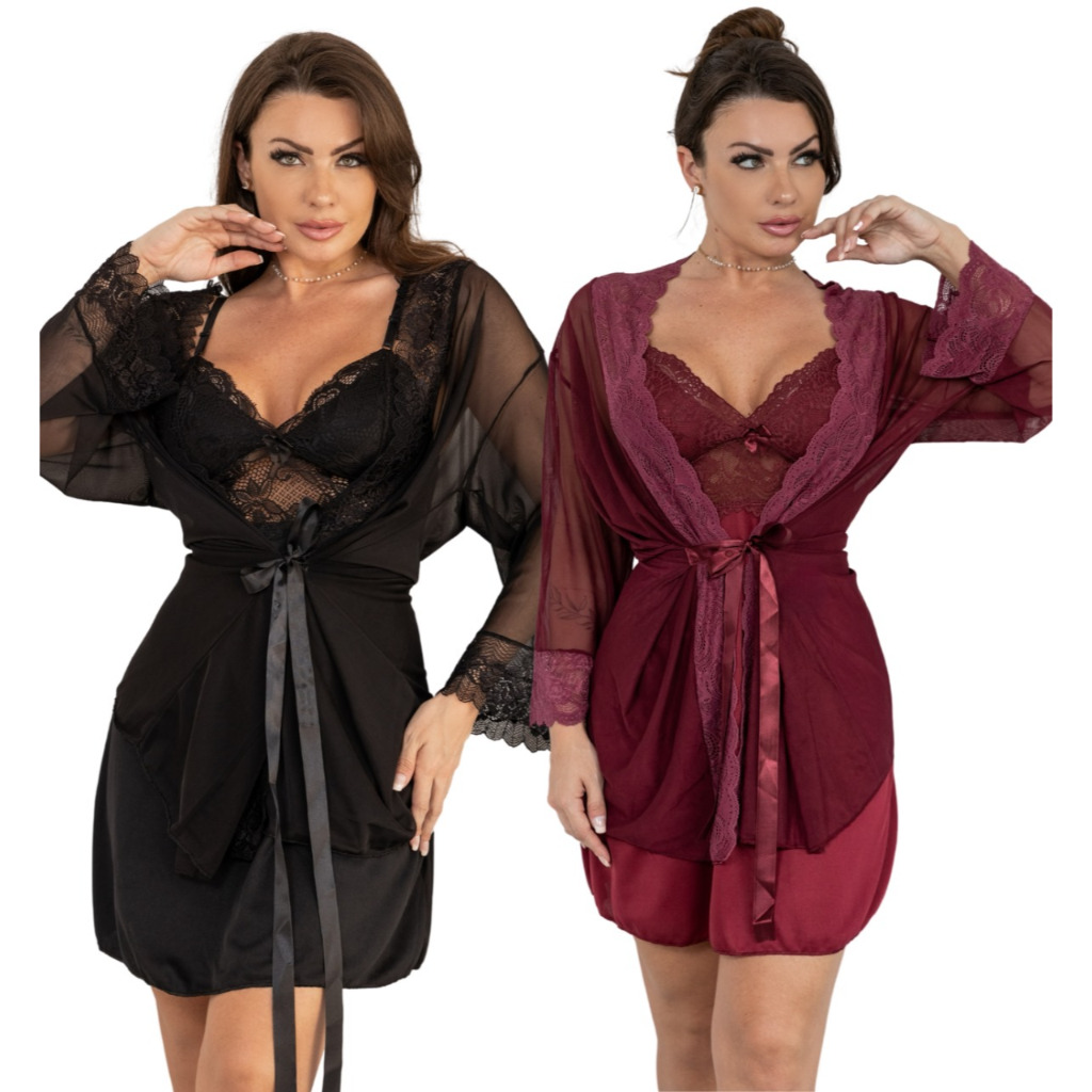 Kit com 2 Robe Sensual Sexy Conforto  Roupão Feminino