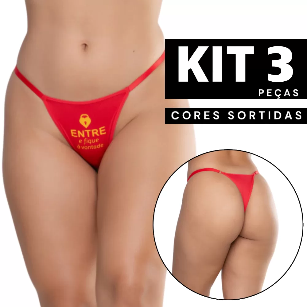 Kit 1 à 3 Calcinha Sensual e Picante Estampada Romantic Confortável Espera Marido Revenda Sexy