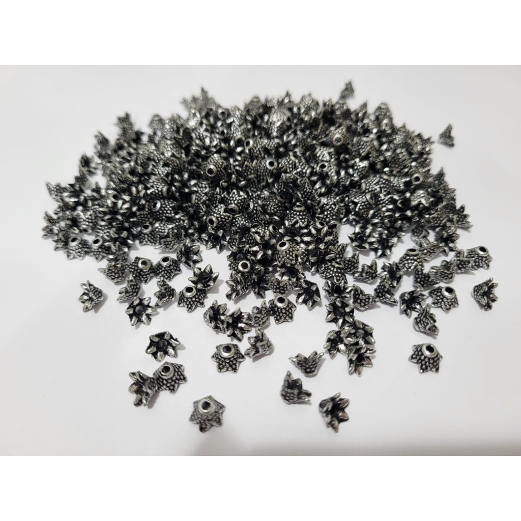 300 Tulipa Flor Prateada plástico 7mm, Bijuteria Artesanato