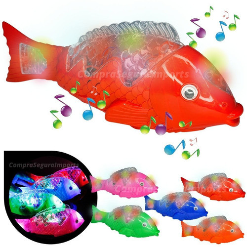 Peixe Musical C/ Luz Led Bate Cauda Brinquedo