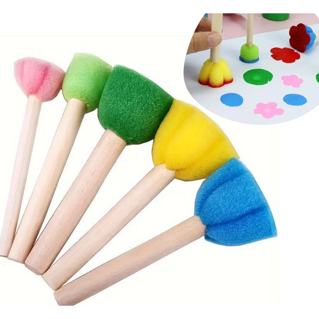 Kit Pincéis de Espuma Formas Divertidas para Pintura 5 Peças Yins Paper