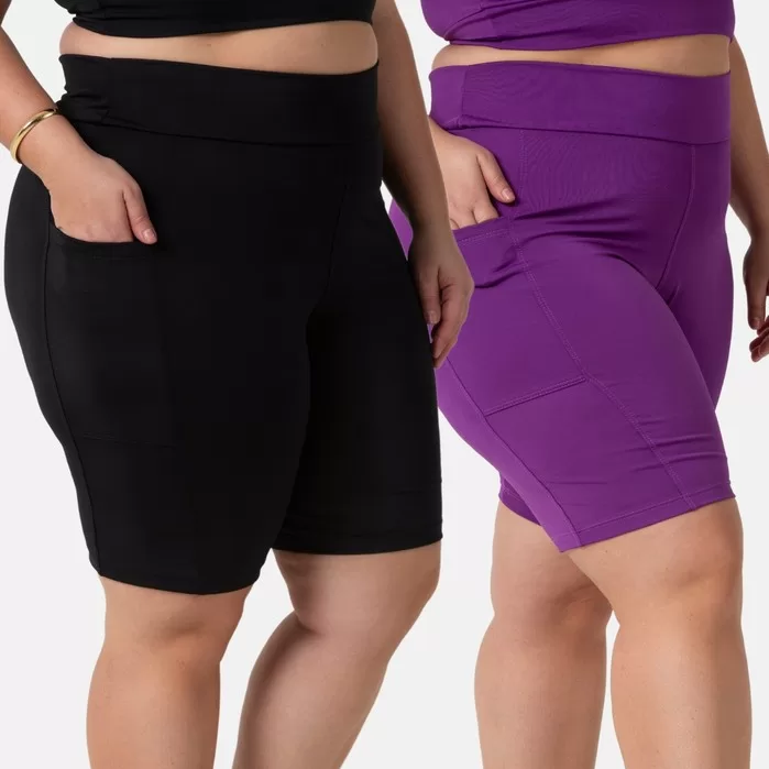 Kit 2 Bermudas Feminina Plus Size Suplex com Bolso