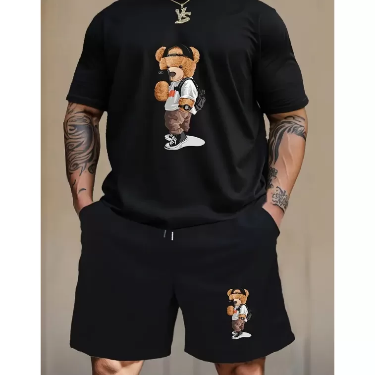 Conjunto Camiseta Oversized+ Short Moletom Urso Es