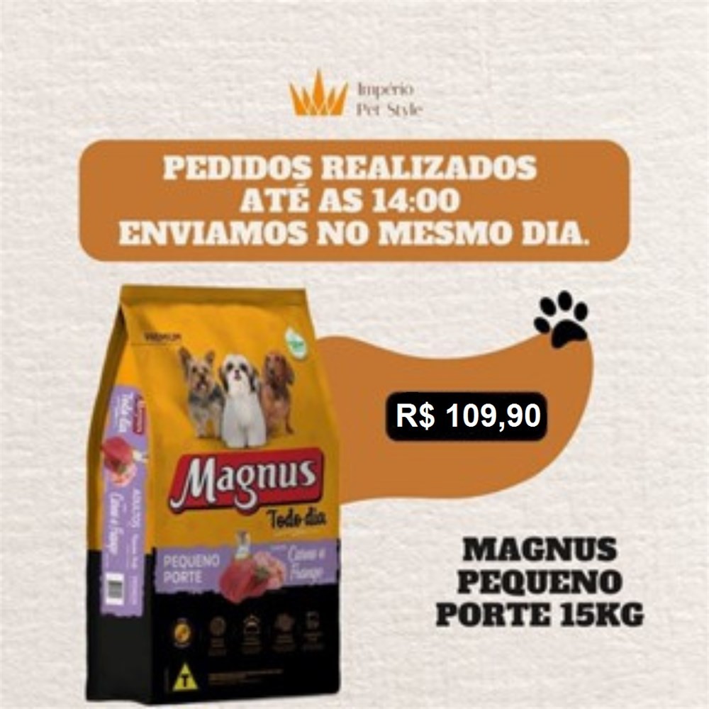 Ração Para Cachorro Magnus Todo Dia Cães Pequeno Porte 15kg Carne E Frango