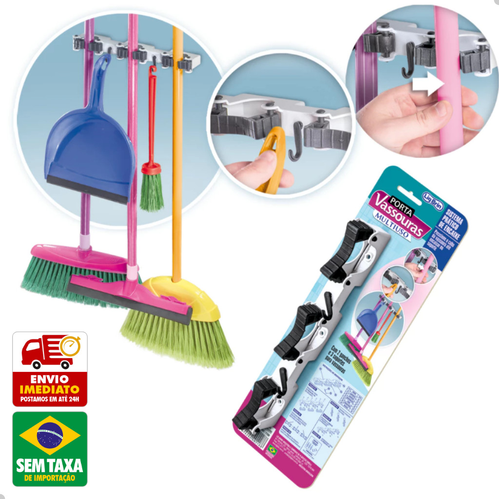 Suporte de Parede Para Vassoura Rodo Pa Multiuso LigBrin 1188 1478