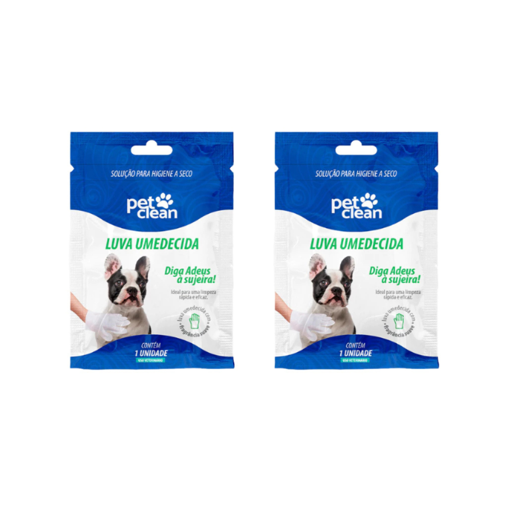 Luva Umedecida Higienizadora para Cachorro Cães e Gatos – Limpeza Rápida e Prática