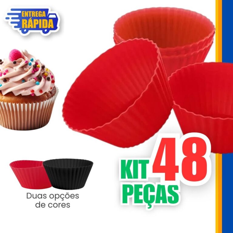 48 Mini Forma de Silicone para Cupcake Bolo Gelati