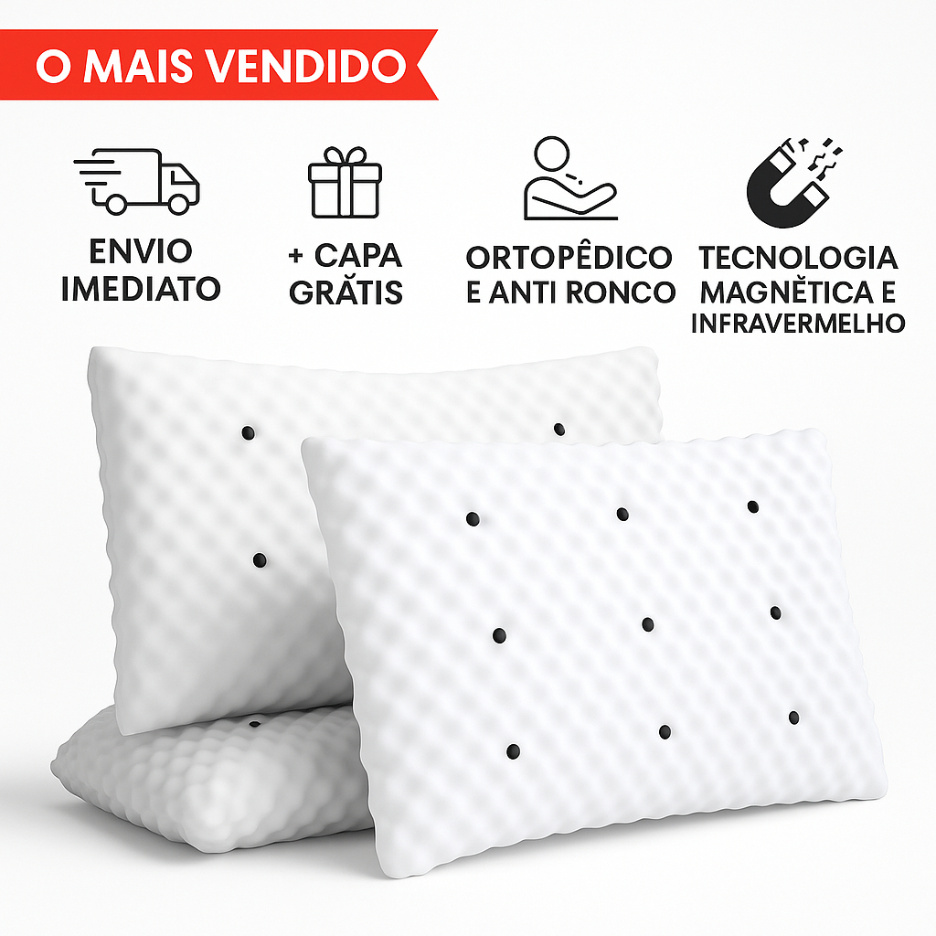 KIT 2 Travesseiros Magnéticos ORTOPÉDICOS anti ronco alívio da dor