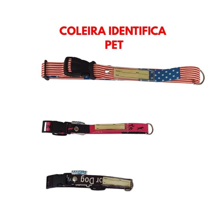 Coleira Identifica Pets Cachorros e Gatos Fita de 