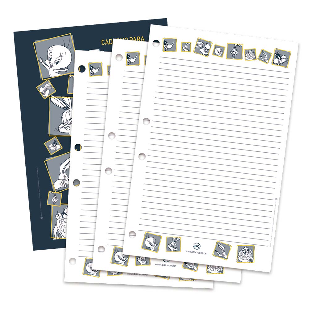 Refil De Folhas Looney Tunes P/Fichário Pequeno C/96fls- Dac