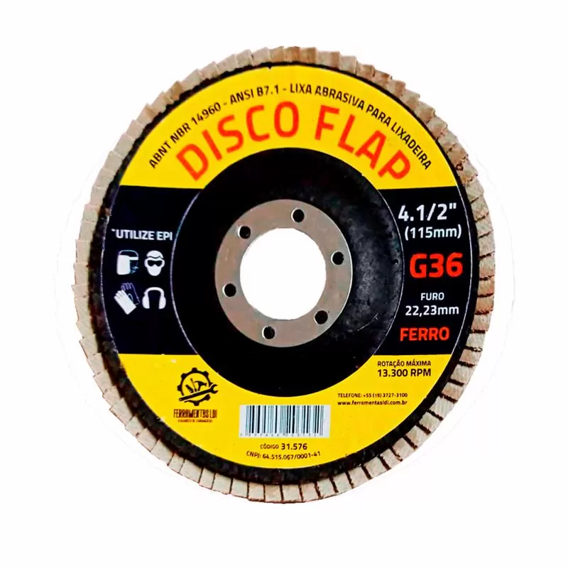 Disco Lixa Flap 4.1/2 Aço Alumínio Inox Para Lixadeira Esmerilhadeira 115mm Ferramentas LDI