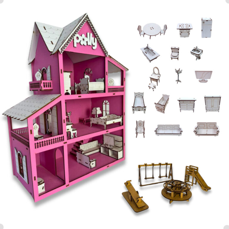 Casa Casinha de Boneca + Kit 19 Moveis acompanha P