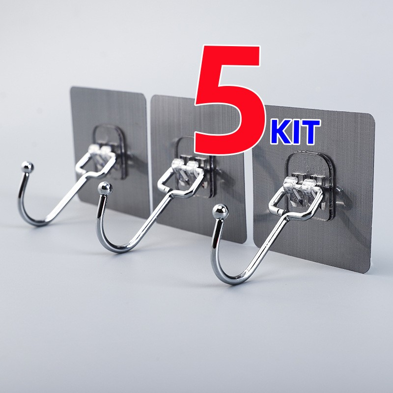 Kit 1/2/5 Ganchos Adesivos Universais Com Acabamento – Força E Elegância Para Sua Casa