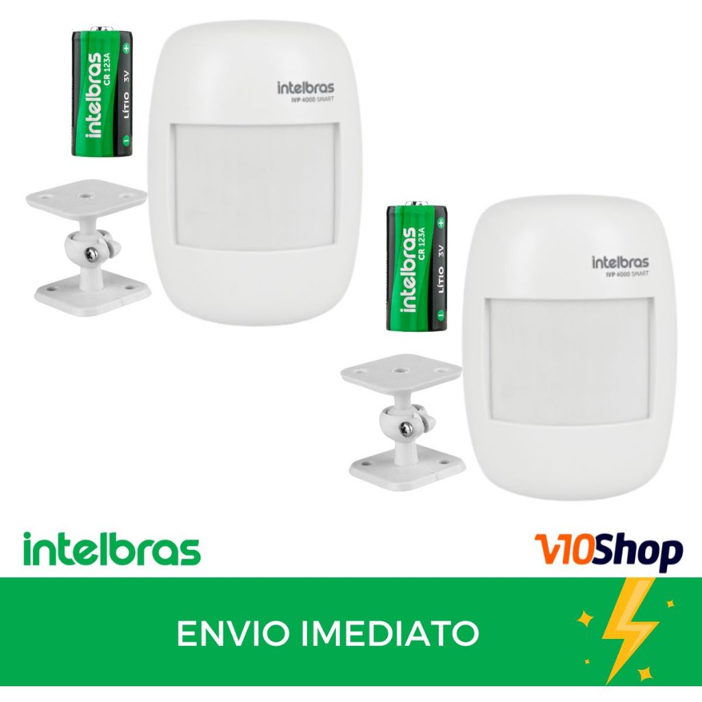 Kit 2un Sensor de Alarme Sem Fio Ivp 4000 Smart Intelbras Com suporte de Parede e Bateria