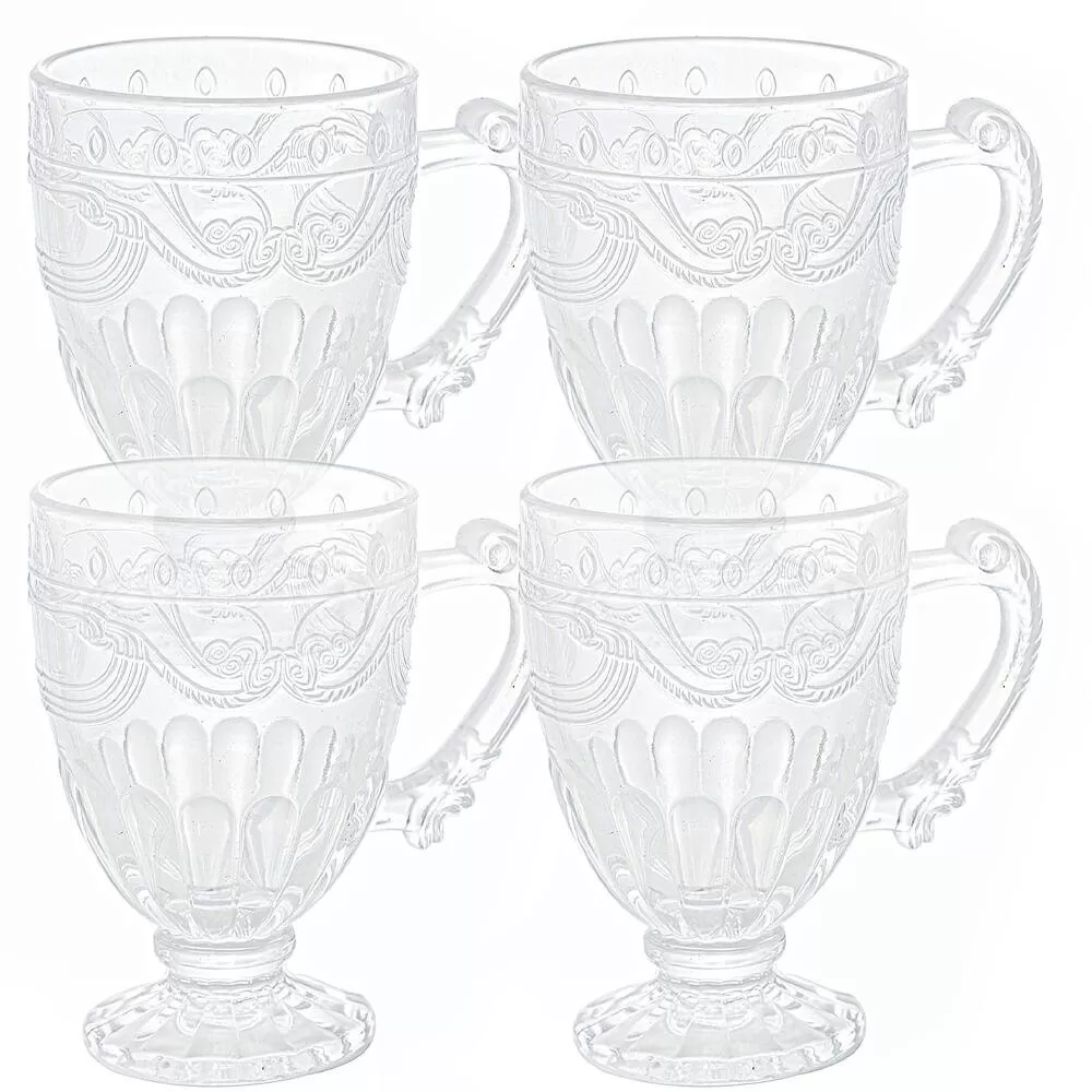 Jogo De Canecas Xícaras De Cristal Imperial Transparente 190ml 4 Peças – Lyor