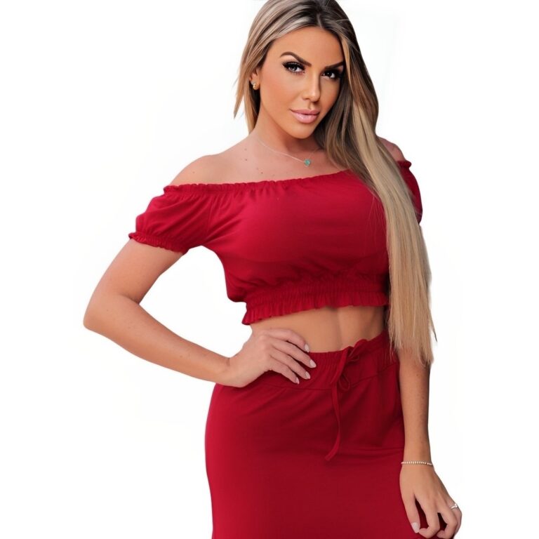 Conjunto Saia Longa Cropped Top Blusa Com Bojo Man