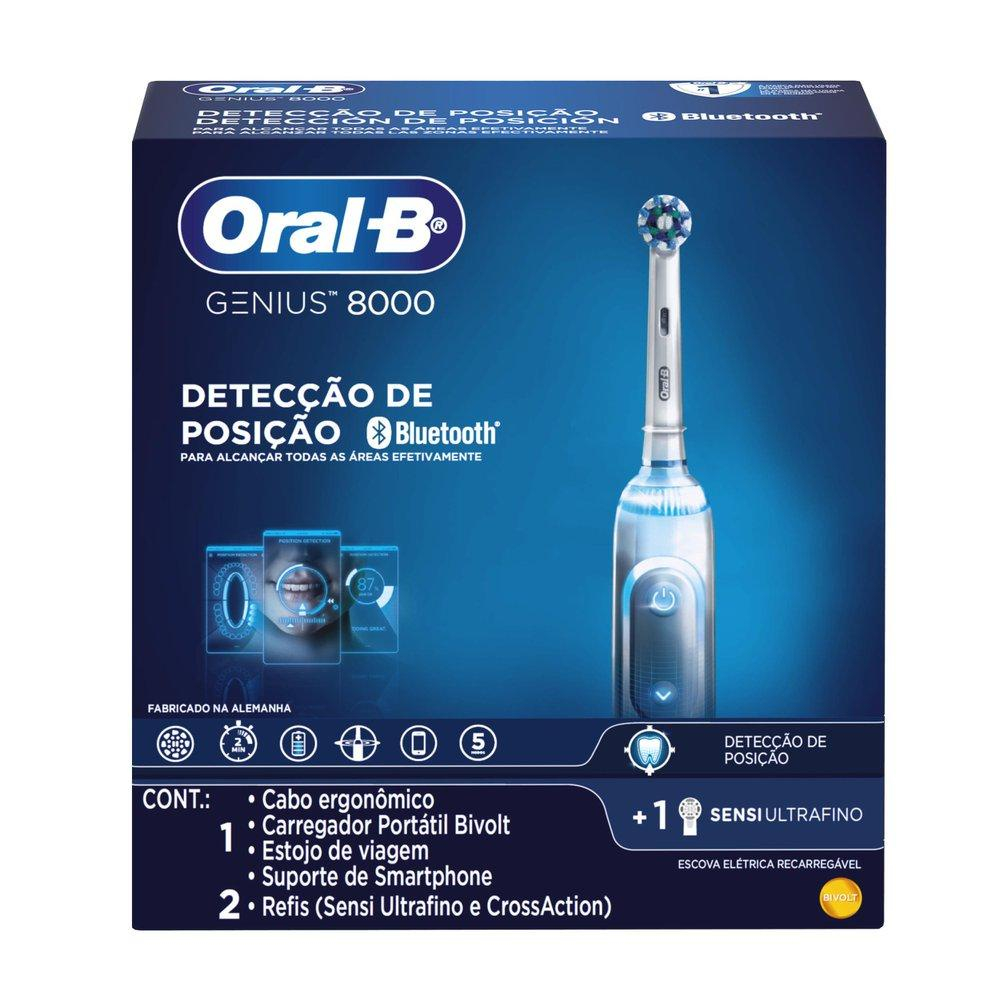 Escova Elétrica Oral-B Genius 8000 + 2 Refis Sensi Ultrafino