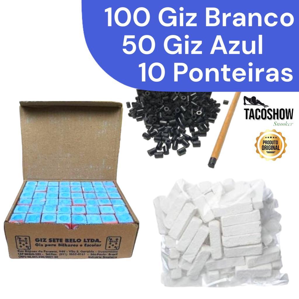 100 Giz Branco Quadrado / 50 Giz Azul Sinuca OU E 4 10 Ponteira Virola Rista Bilhar Snooker Reparo