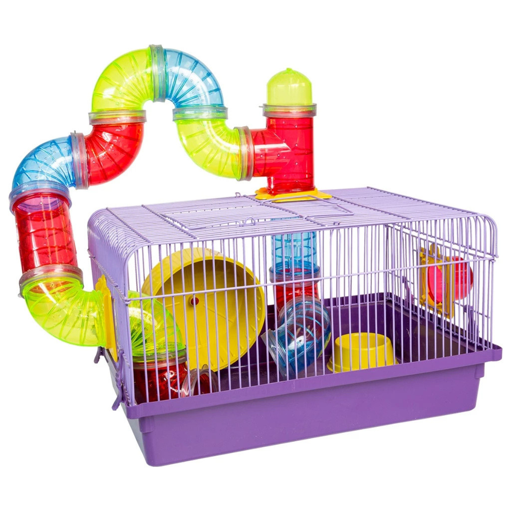 Gaiola Hamster Roedores Tubo Luxo Completa Jel Plast Acrílico Pet Roe