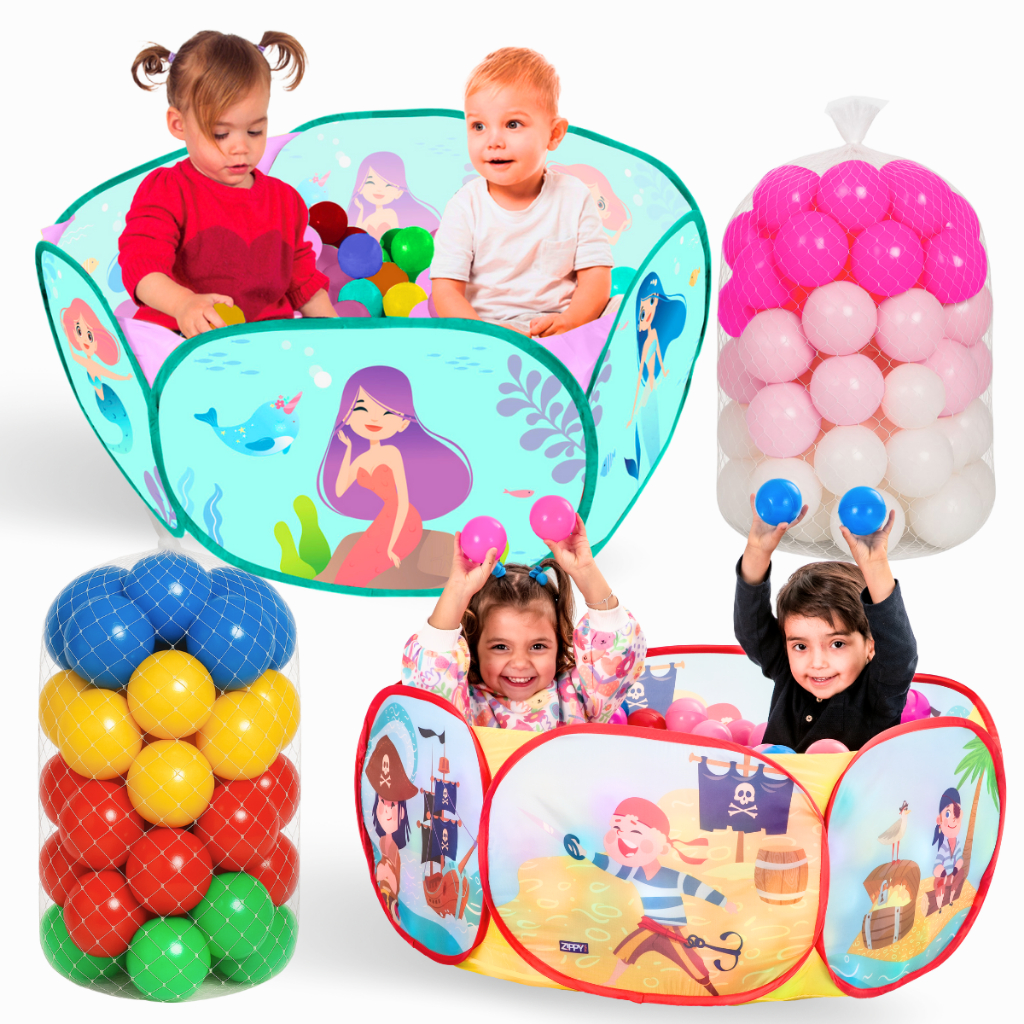 Piscina Infantil com Cestinha 100 Bolinhas Menina Menino