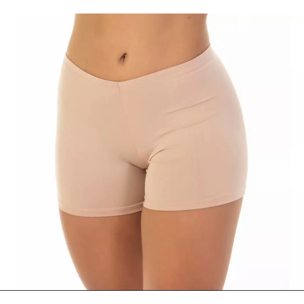 Short Anágua Liso Segunda Pele Feminino Poliamida Cintura Elástico Largo