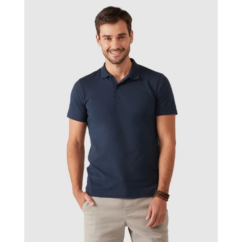 Camisa Polo Básica Masculina Gola Esporte Em Piquet Stretch
