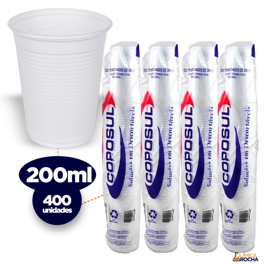 Copo Descartável 200ml Copo para Festa 100, 300 ou 400 unid Branco