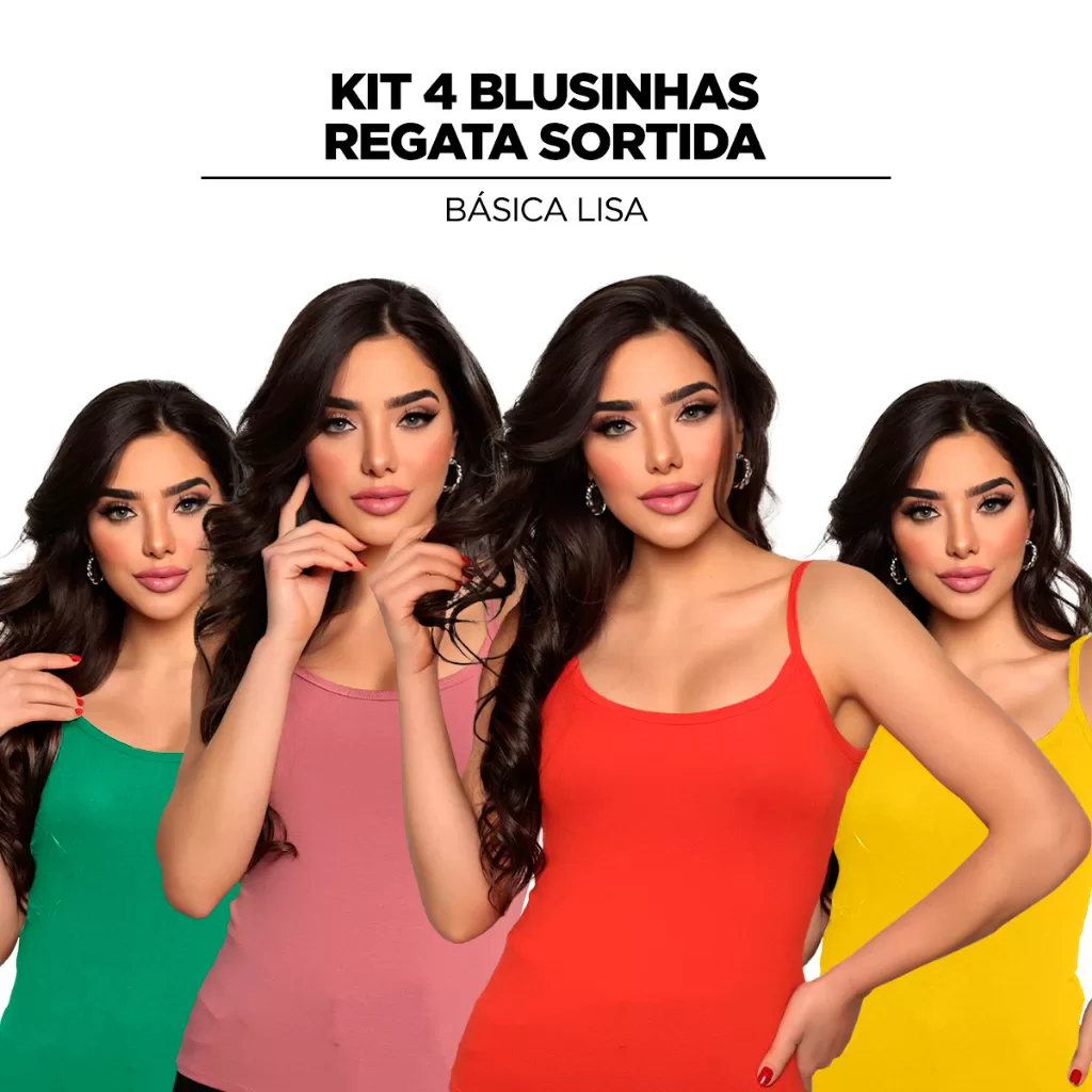 Kit 4 Regatas de alcinha feminina blusinha basica lisa para o dia a dia