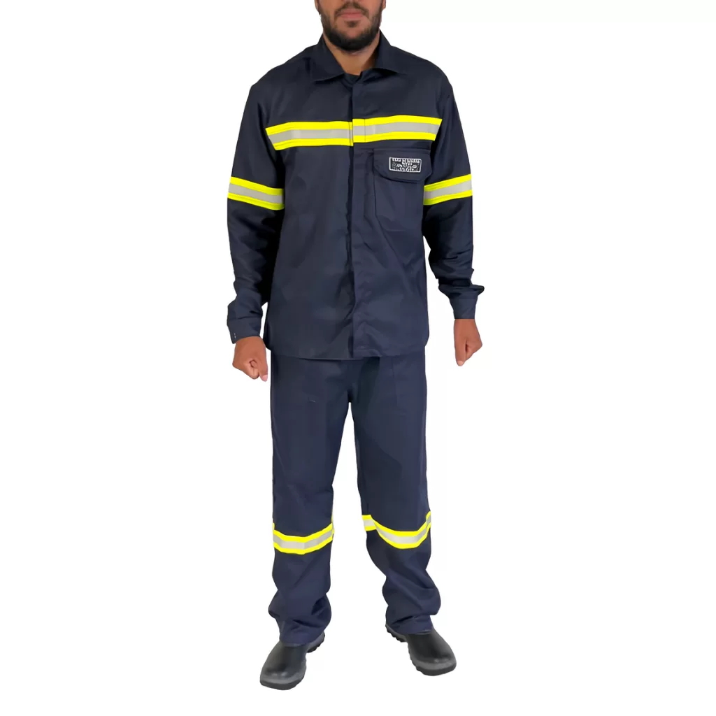 Conjunto Anti-chamas com Faixa Refletiva Camisa e Calça Nr10 Uniforme Eletricista