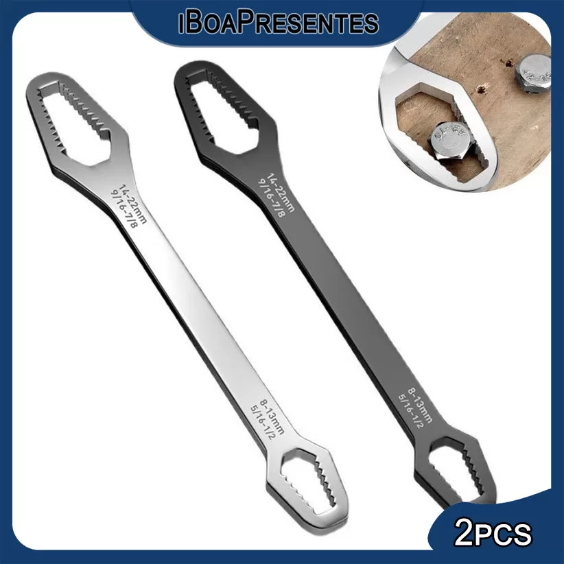 Kit 2 pcs Chaves Rosqueavél Ajustável Catraca 8-22mm Universal Pronta Entrega