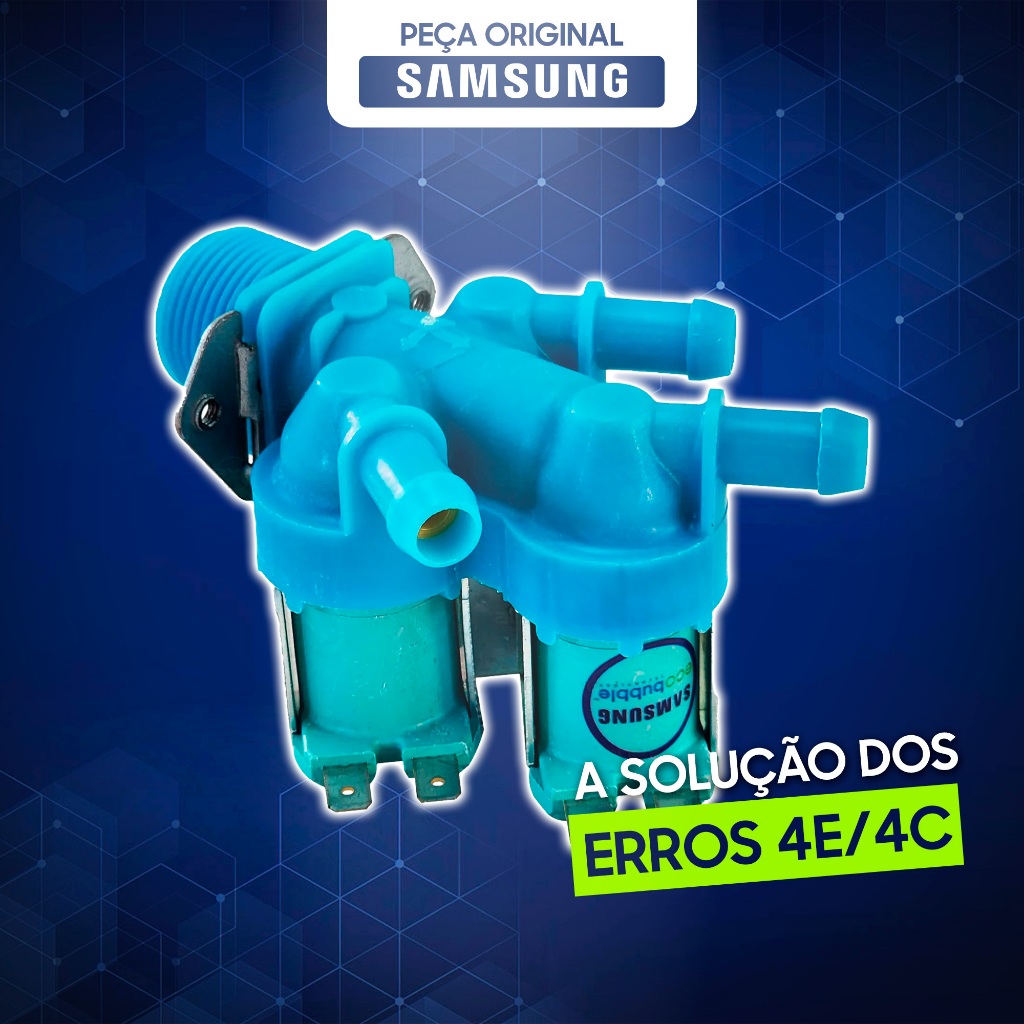 Válvula Entrada Água Tripla Lava Seca Samsung DC62-00233C WD856U WD136U WD106U WD11M 110v Original