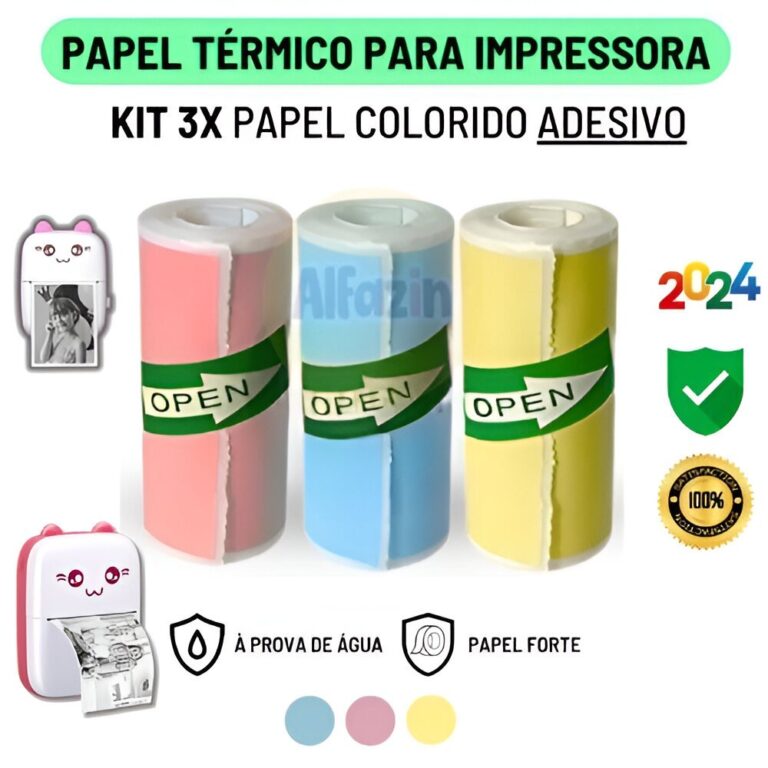 Kit 3 Bobina Rolo Etiqueta Térmica Adesiva 57mm P
