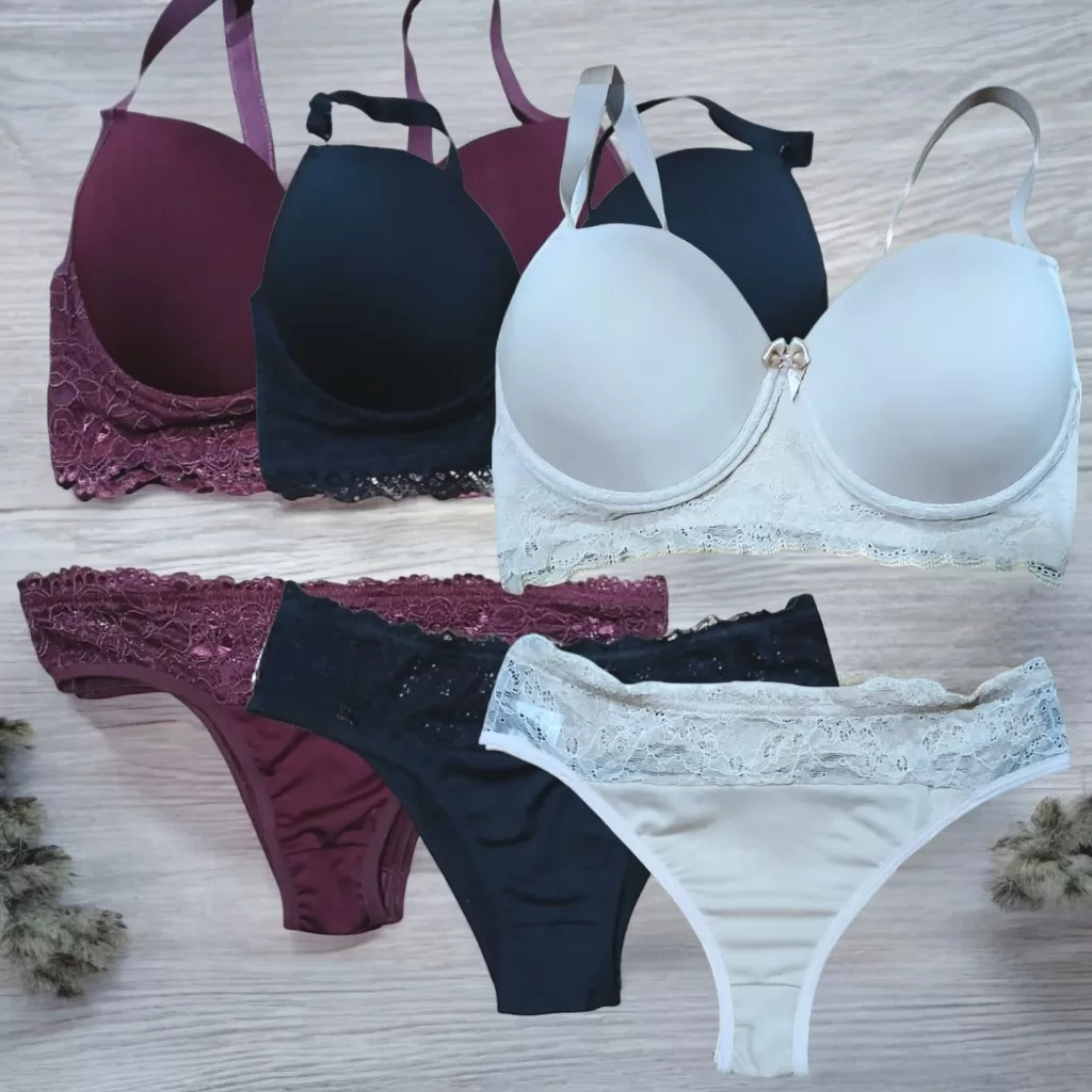 Kit 1 à 3 Conjunto Plus Size Sutiã Com Bojo e Calcinha Renda Lingerie Feminina Sexy Confortável