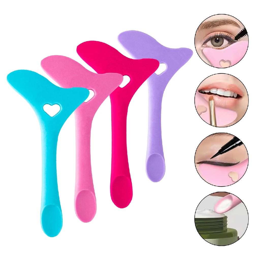 Kit 4 Instrumentos Silicone Contorno Maquiagem Delineado Boca Artística Profissional Make Up Marcar
