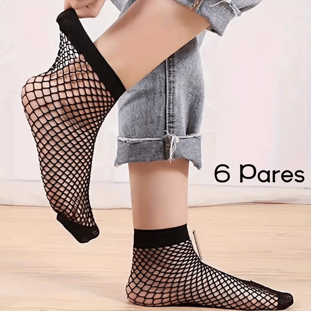 Kit 6 pares de Meias arrastão cano médio para adulto