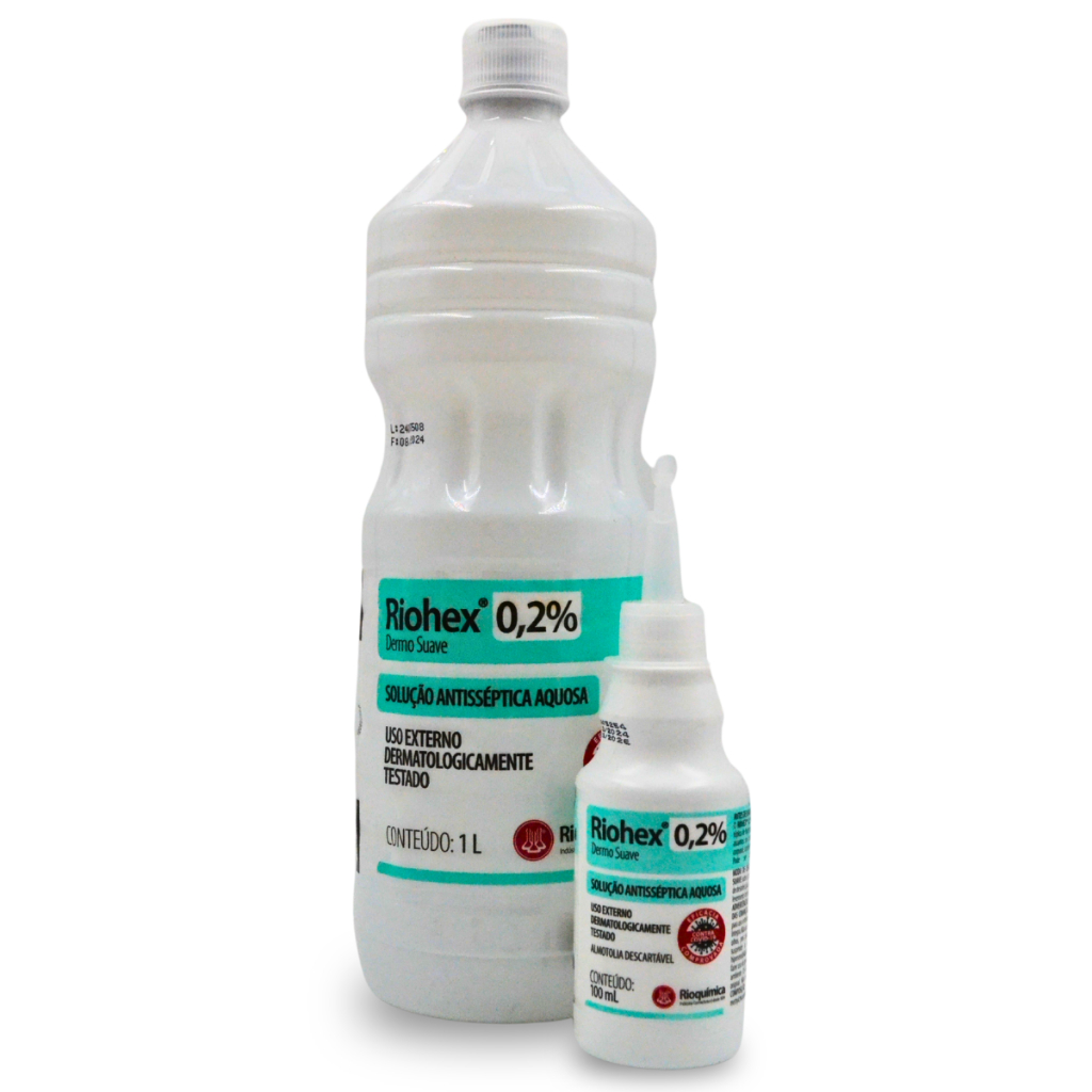 Riohex 0,2 1 LITRO + REFIL 100ml Solução Aquosa Dermo Suave – Rioquímica